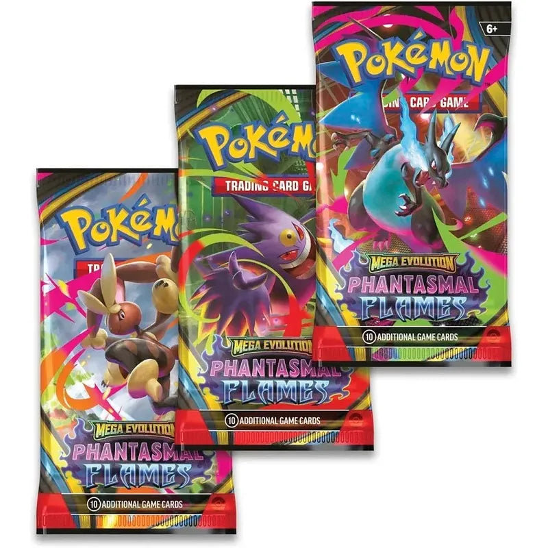 Pokémon TCG English Mega Evolution Phantasmal Flames ME02 Blister Pack 3 Booster Packs New Sealed