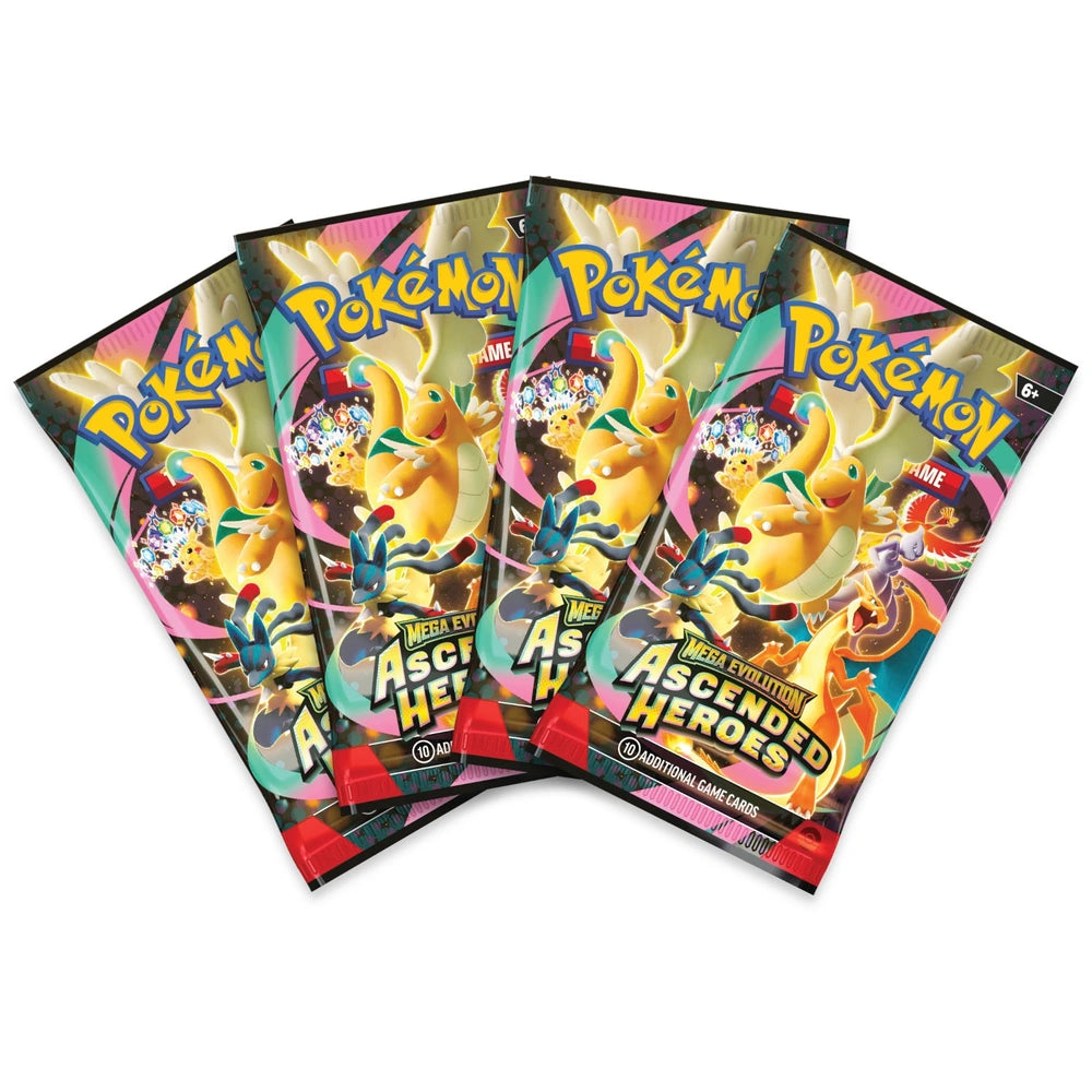 Pokémon TCG English Mega Evolution Ascended Heroes ME02.5 Collection Box 4 Booster Packs New Sealed