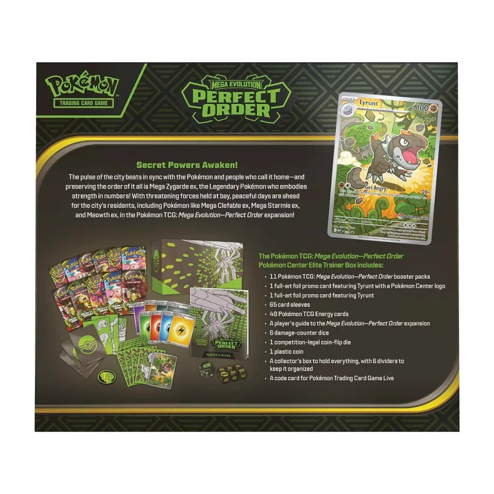 Pokémon TCG English Mega Evolution Perfect Order ME03 Pokemon Center Elite Trainer Box 11 Booster Packs New Sealed