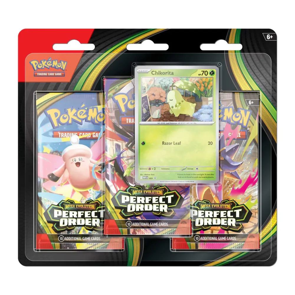 Pokémon TCG English Mega Evolution Perfect Order ME03 Blister Pack 3 Booster Packs New Sealed