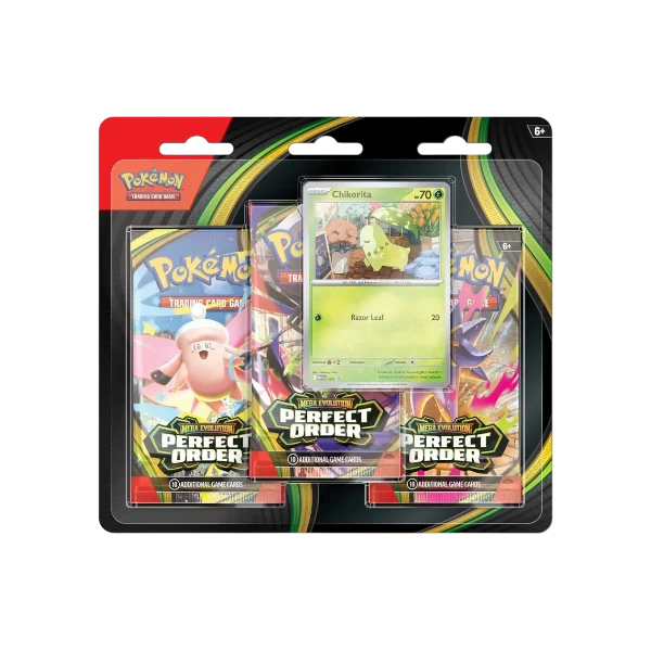 Pokémon TCG English Mega Evolution Perfect Order ME03 Blister Pack 3 Booster Packs New Sealed