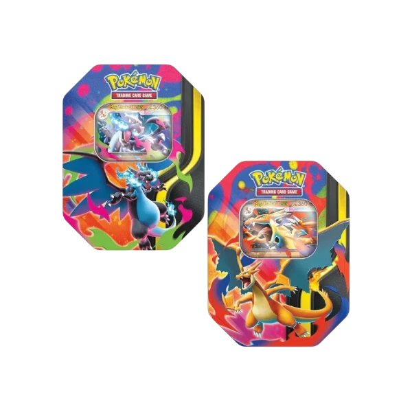 Pokémon TCG English Mega Evolution Phantasmal Flames ME02 Tin 4 Booster Packs New Sealed