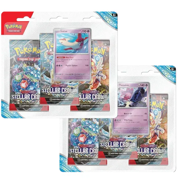 Pokémon TCG English Scarlet & Violet Stellar Crown SV07 Blister Pack 3 Booster Packs New Sealed