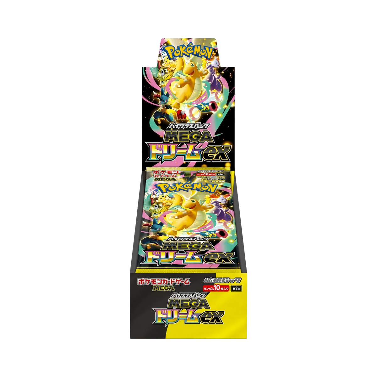 Fortuna TCG Mega Dream ex Japanese Pokémon booster box featuring Mega Mewtwo and Mega Gengar artwork on 10 packs.