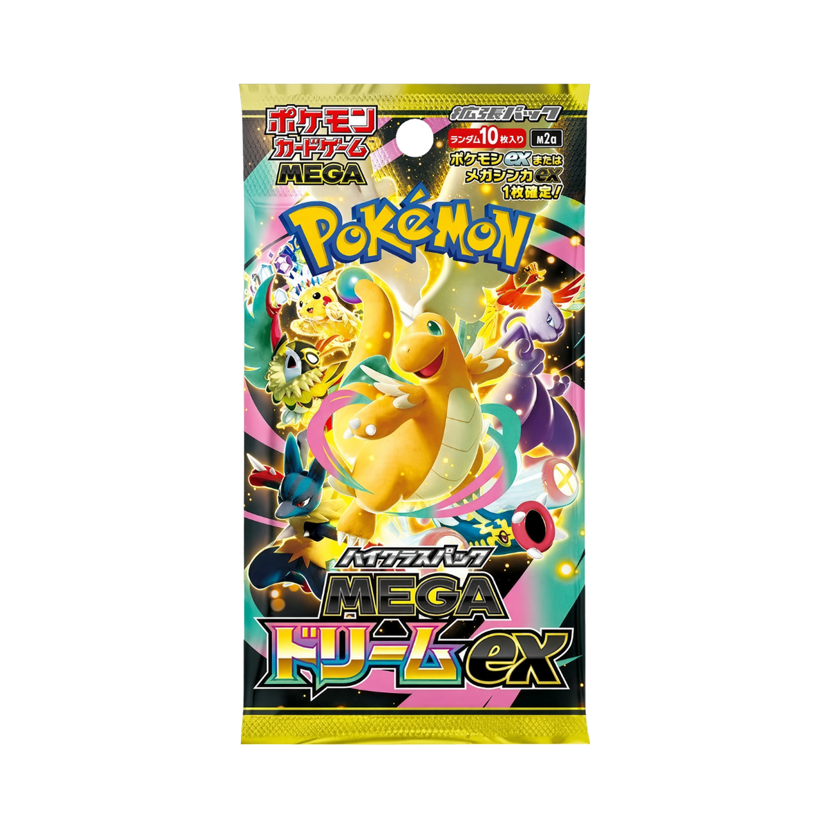 Fortuna TCG Pokémon Mega Dream ex Japanese booster pack featuring Dragonite, Mewtwo, and Lucario artwork