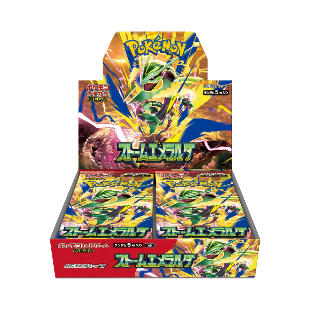 Fortuna TCG factory-sealed Japanese Pokémon TCG Storm Emeralda M6 booster box featuring Mega Rayquaza artwork